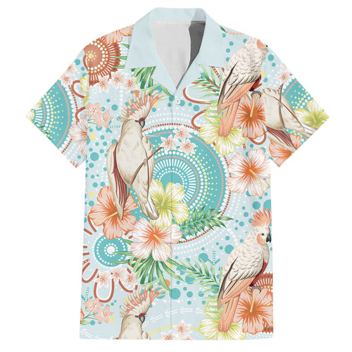 Australia Pink Cockatoo Aboriginal Art Hawaiian Shirt Tropical Hibiscus Floral Style