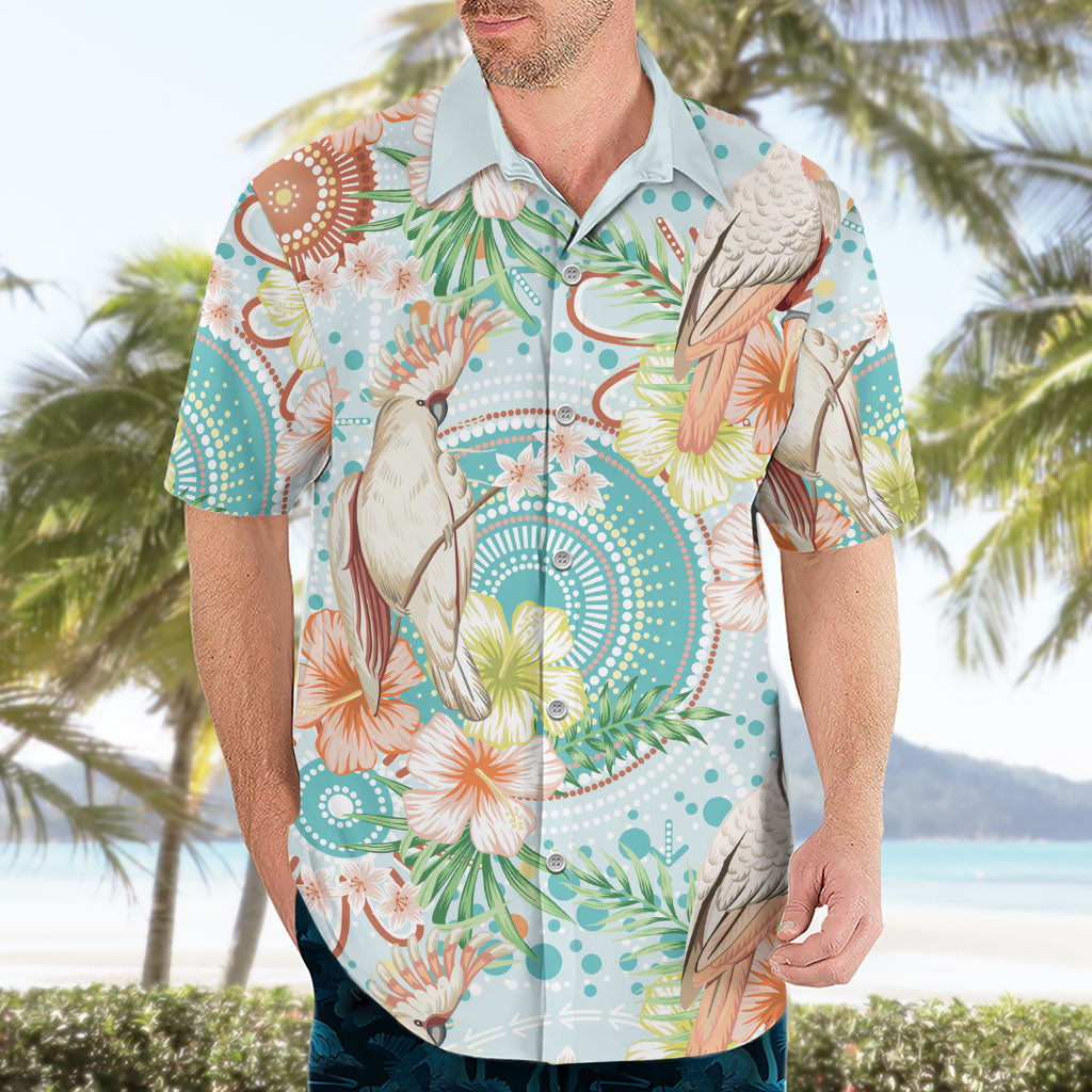 Australia Pink Cockatoo Aboriginal Art Hawaiian Shirt Tropical Hibiscus Floral Style