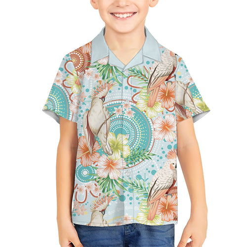 Australia Pink Cockatoo Aboriginal Art Hawaiian Shirt Tropical Hibiscus Floral Style