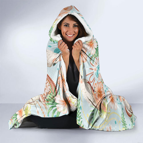 Australia Pink Cockatoo Aboriginal Art Hooded Blanket Tropical Hibiscus Floral Style