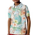 Australia Pink Cockatoo Aboriginal Art Kid Polo Shirt Tropical Hibiscus Floral Style