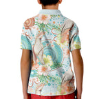 Australia Pink Cockatoo Aboriginal Art Kid Polo Shirt Tropical Hibiscus Floral Style