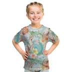 Australia Pink Cockatoo Aboriginal Art Kid T Shirt Tropical Hibiscus Floral Style