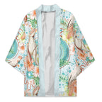 Australia Pink Cockatoo Aboriginal Art Kimono Tropical Hibiscus Floral Style