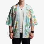 Australia Pink Cockatoo Aboriginal Art Kimono Tropical Hibiscus Floral Style
