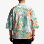 Australia Pink Cockatoo Aboriginal Art Kimono Tropical Hibiscus Floral Style