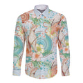 Australia Pink Cockatoo Aboriginal Art Long Sleeve Button Shirt Tropical Hibiscus Floral Style