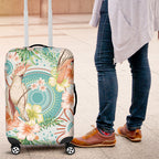 Australia Pink Cockatoo Aboriginal Art Luggage Cover Tropical Hibiscus Floral Style