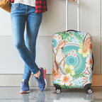 Australia Pink Cockatoo Aboriginal Art Luggage Cover Tropical Hibiscus Floral Style