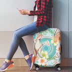 Australia Pink Cockatoo Aboriginal Art Luggage Cover Tropical Hibiscus Floral Style
