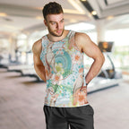 Australia Pink Cockatoo Aboriginal Art Men Tank Top Tropical Hibiscus Floral Style