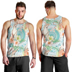 Australia Pink Cockatoo Aboriginal Art Men Tank Top Tropical Hibiscus Floral Style