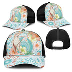 Australia Pink Cockatoo Aboriginal Art Mesh Trucker Cap Tropical Hibiscus Floral Style