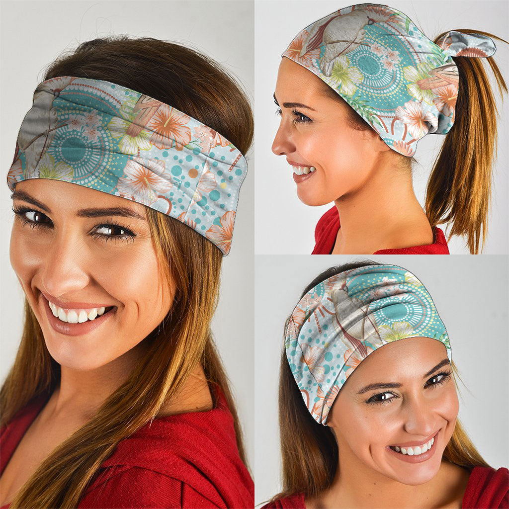 Australia Pink Cockatoo Aboriginal Art Neck Gaiter Tropical Hibiscus Floral Style