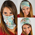 Australia Pink Cockatoo Aboriginal Art Neck Gaiter Tropical Hibiscus Floral Style