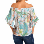 Australia Pink Cockatoo Aboriginal Art Off Shoulder Wrap Waist Top Tropical Hibiscus Floral Style