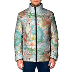 Australia Pink Cockatoo Aboriginal Art Padded Jacket Tropical Hibiscus Floral Style