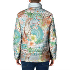 Australia Pink Cockatoo Aboriginal Art Padded Jacket Tropical Hibiscus Floral Style
