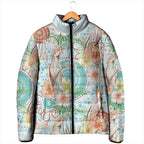 Australia Pink Cockatoo Aboriginal Art Padded Jacket Tropical Hibiscus Floral Style
