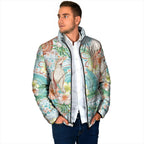 Australia Pink Cockatoo Aboriginal Art Padded Jacket Tropical Hibiscus Floral Style