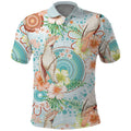 Australia Pink Cockatoo Aboriginal Art Polo Shirt Tropical Hibiscus Floral Style