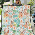 Australia Pink Cockatoo Aboriginal Art Quilt Tropical Hibiscus Floral Style
