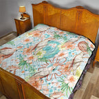 Australia Pink Cockatoo Aboriginal Art Quilt Tropical Hibiscus Floral Style