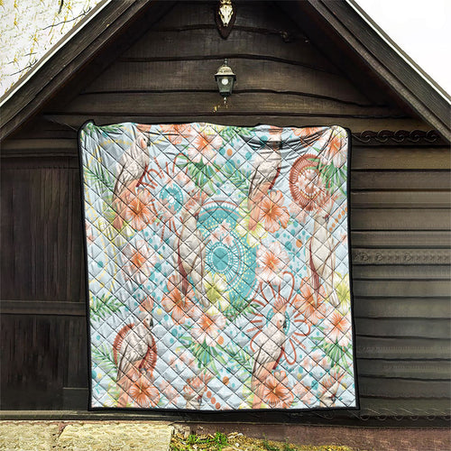 Australia Pink Cockatoo Aboriginal Art Quilt Tropical Hibiscus Floral Style