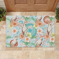 Australia Pink Cockatoo Aboriginal Art Rubber Doormat Tropical Hibiscus Floral Style
