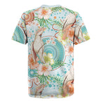 Australia Pink Cockatoo Aboriginal Art Rugby Jersey Tropical Hibiscus Floral Style