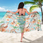 Australia Pink Cockatoo Aboriginal Art Sarong Tropical Hibiscus Floral Style