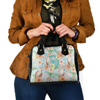 Australia Pink Cockatoo Aboriginal Art Shoulder Handbag Tropical Hibiscus Floral Style