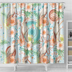 Australia Pink Cockatoo Aboriginal Art Shower Curtain Tropical Hibiscus Floral Style