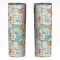Australia Pink Cockatoo Aboriginal Art Skinny Tumbler Tropical Hibiscus Floral Style