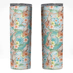 Australia Pink Cockatoo Aboriginal Art Skinny Tumbler Tropical Hibiscus Floral Style