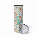 Australia Pink Cockatoo Aboriginal Art Skinny Tumbler Tropical Hibiscus Floral Style