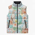 Australia Pink Cockatoo Aboriginal Art Sleeveless Puffer Jacket Tropical Hibiscus Floral Style