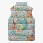 Australia Pink Cockatoo Aboriginal Art Sleeveless Puffer Jacket Tropical Hibiscus Floral Style