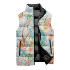Australia Pink Cockatoo Aboriginal Art Sleeveless Puffer Jacket Tropical Hibiscus Floral Style