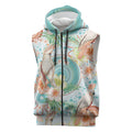 Australia Pink Cockatoo Aboriginal Art Sleeveless Zip Hoodie Tropical Hibiscus Floral Style