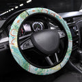 Australia Pink Cockatoo Aboriginal Art Steering Wheel Cover Tropical Hibiscus Floral Style