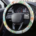 Australia Pink Cockatoo Aboriginal Art Steering Wheel Cover Tropical Hibiscus Floral Style