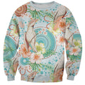 Australia Pink Cockatoo Aboriginal Art Sweatshirt Tropical Hibiscus Floral Style