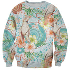 Australia Pink Cockatoo Aboriginal Art Sweatshirt Tropical Hibiscus Floral Style