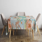 Australia Pink Cockatoo Aboriginal Art Tablecloth Tropical Hibiscus Floral Style