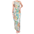 Australia Pink Cockatoo Aboriginal Art Tank Maxi Dress Tropical Hibiscus Floral Style