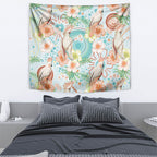 Australia Pink Cockatoo Aboriginal Art Tapestry Tropical Hibiscus Floral Style