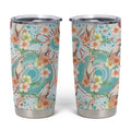 Australia Pink Cockatoo Aboriginal Art Tumbler Cup Tropical Hibiscus Floral Style