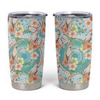 Australia Pink Cockatoo Aboriginal Art Tumbler Cup Tropical Hibiscus Floral Style