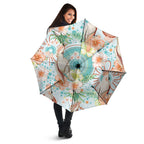 Australia Pink Cockatoo Aboriginal Art Umbrella Tropical Hibiscus Floral Style